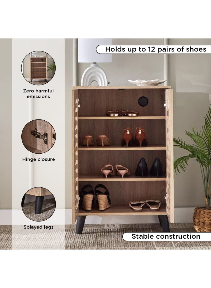 Home Box Belford 12-Pair Shoe Cabinet with 2 Doors , 3 shelves , Engineered Wood With Foil Veneer,Brown - Image 5